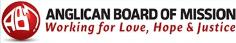 Logo of the Anglican Board of Mission featuring a red emblem with a white cross and a dove, with the text "ANGLICAN BOARD OF MISSION" and the slogan "Working for Love, Hope & Justice."