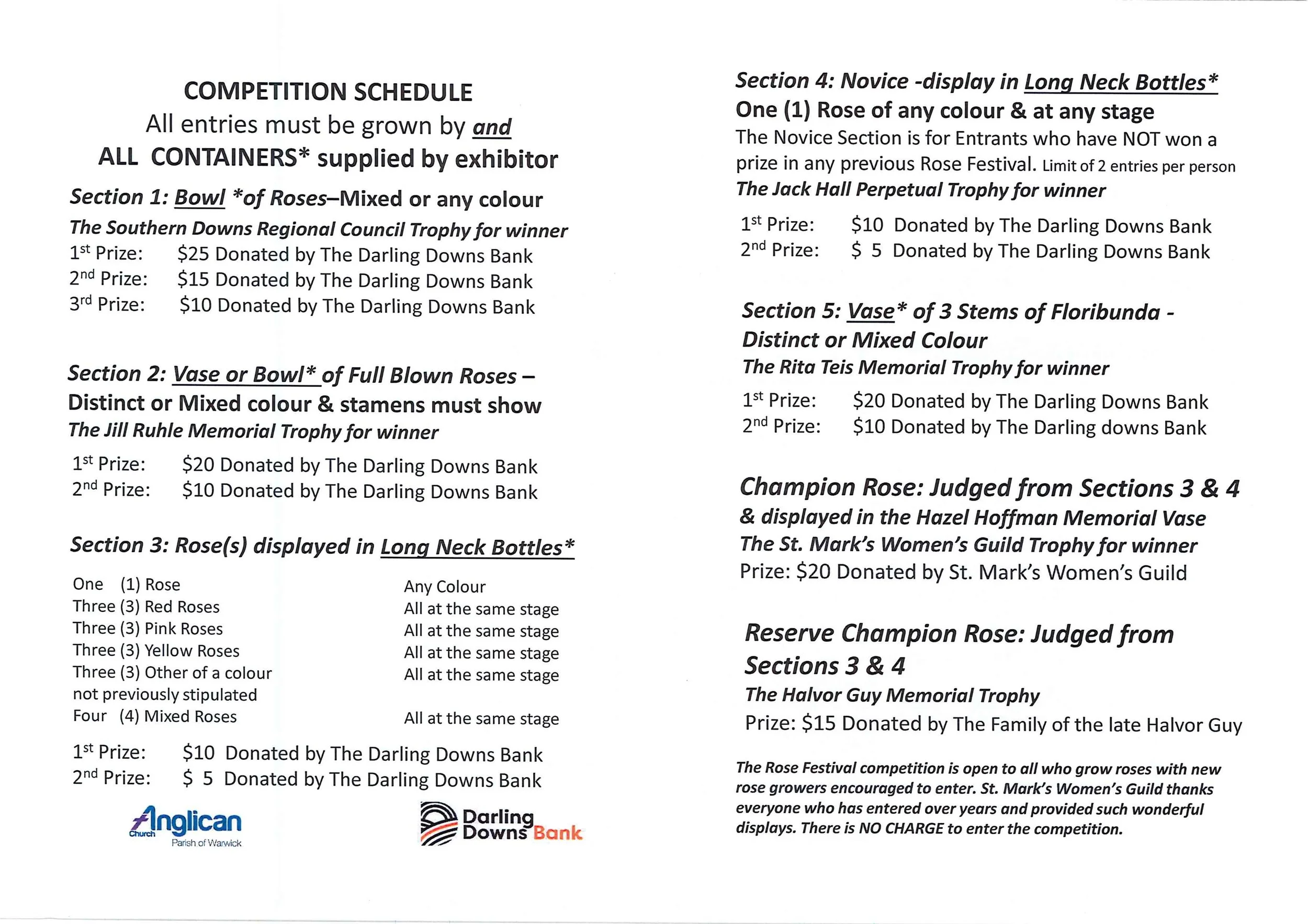 Rose Festival Schedule of Entries II