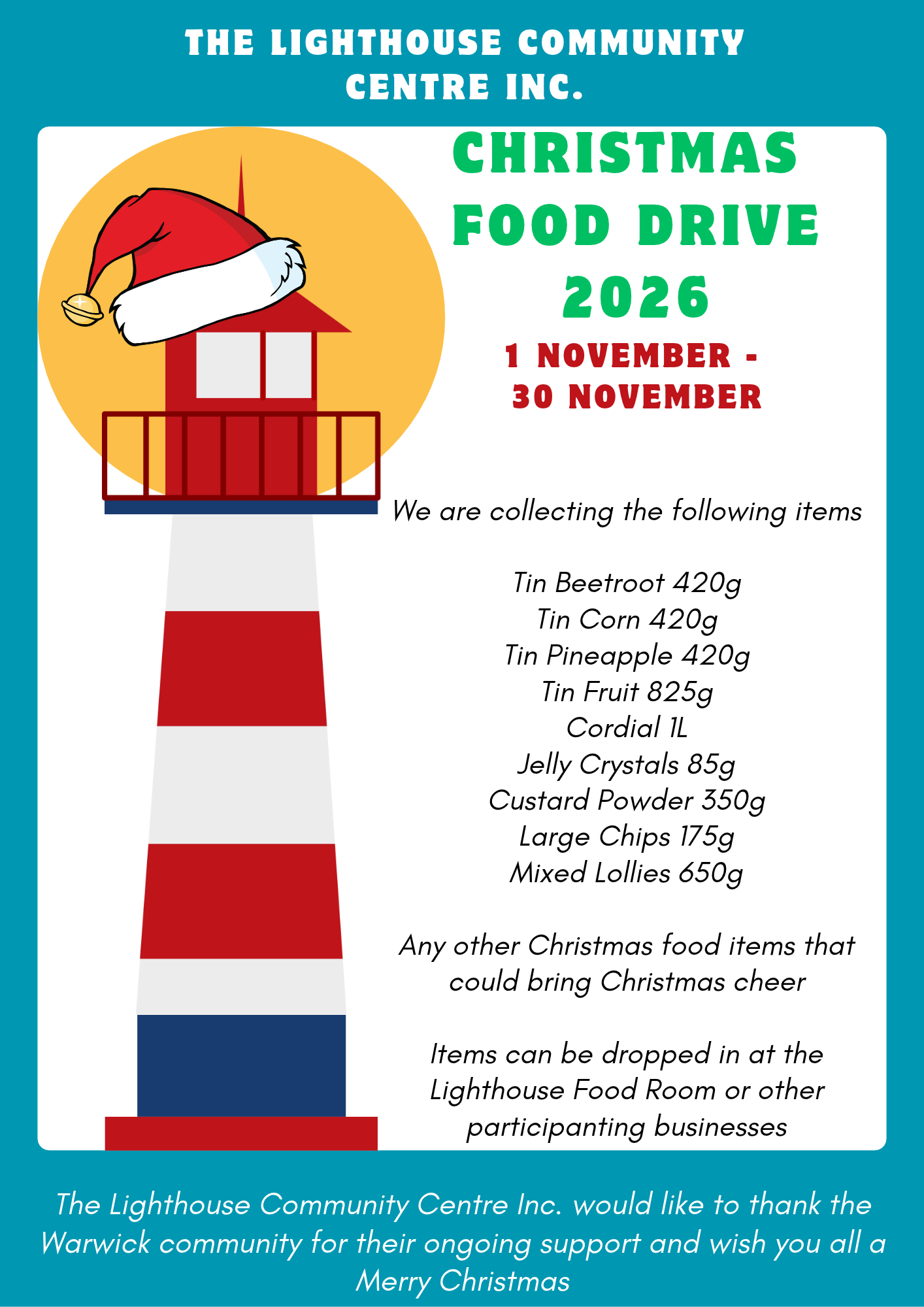 Lighthouse Christmas Community Hamper Donation