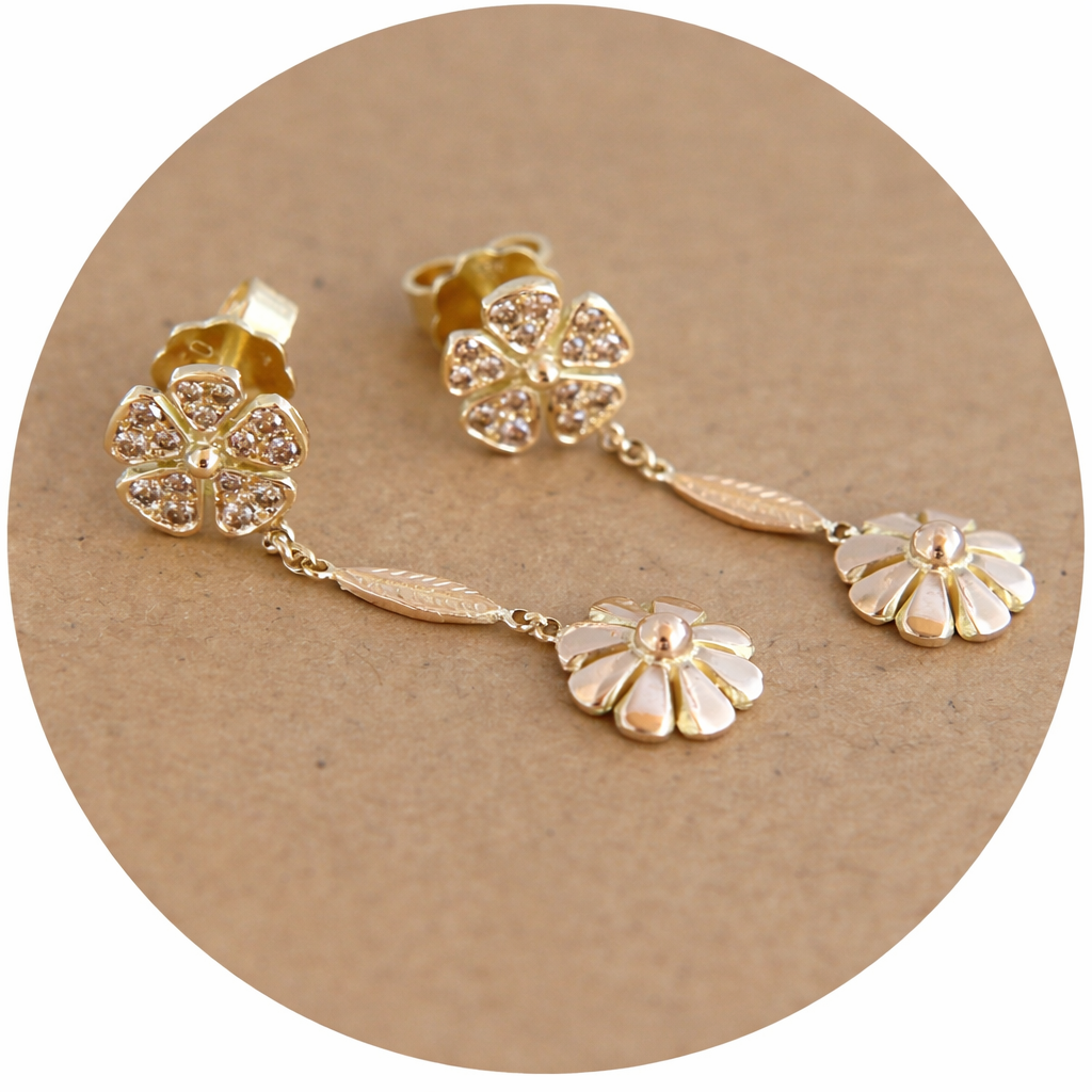 Flowers Ohrhänger in Gelbgold/Rotgold