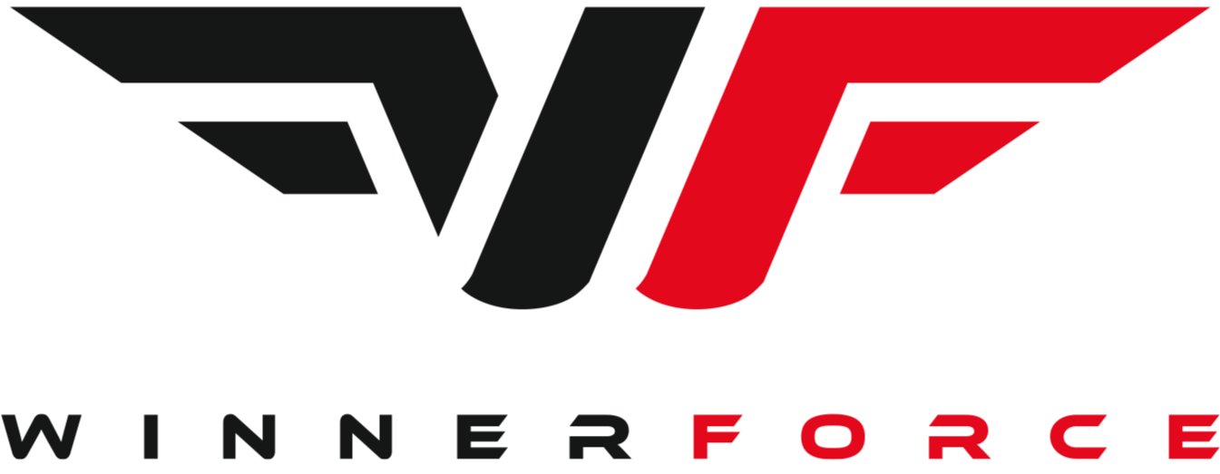 The image features the logo for WinnerForce, with stylized black and red text and a winged design element.