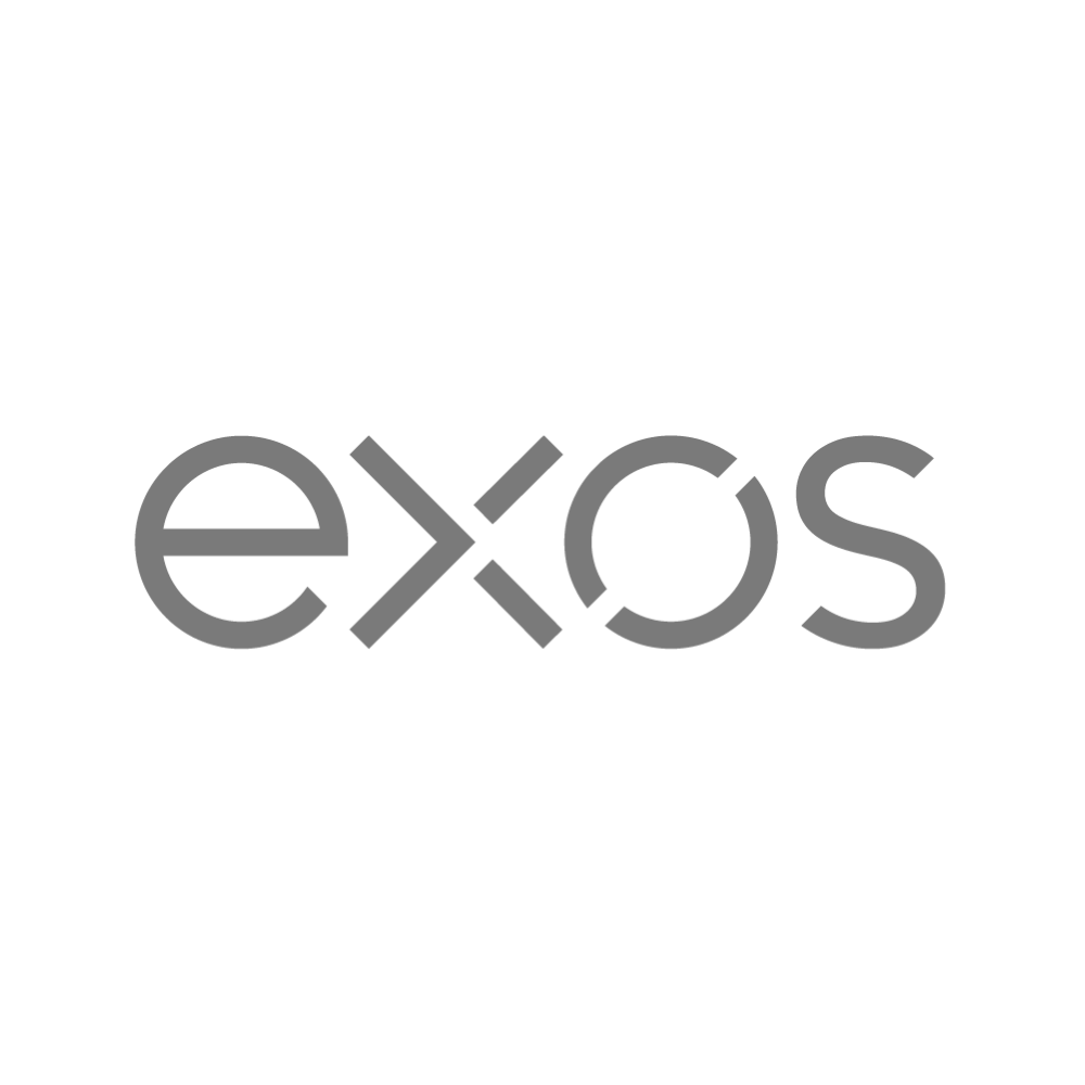 The logo for Exos, a fitness and human performance company, on a black background.