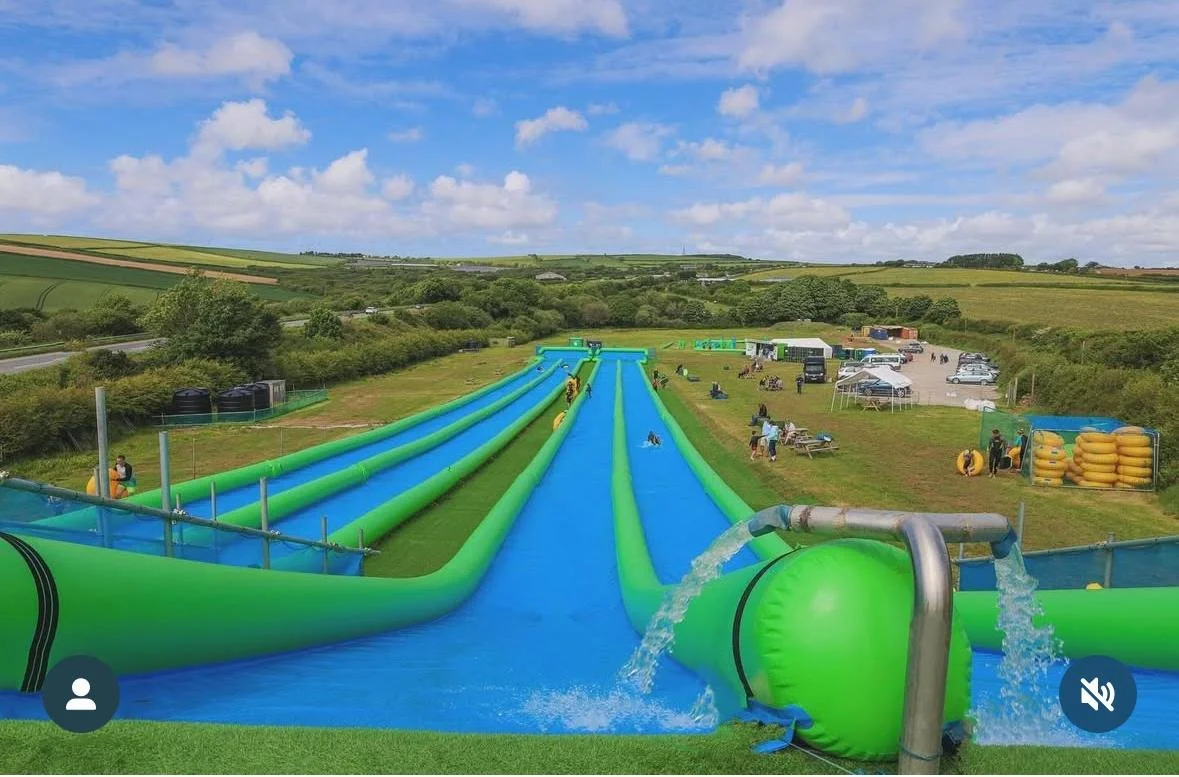 Four Lanes over 440ft long plus more at Giant Slip and Slide Cornwall
