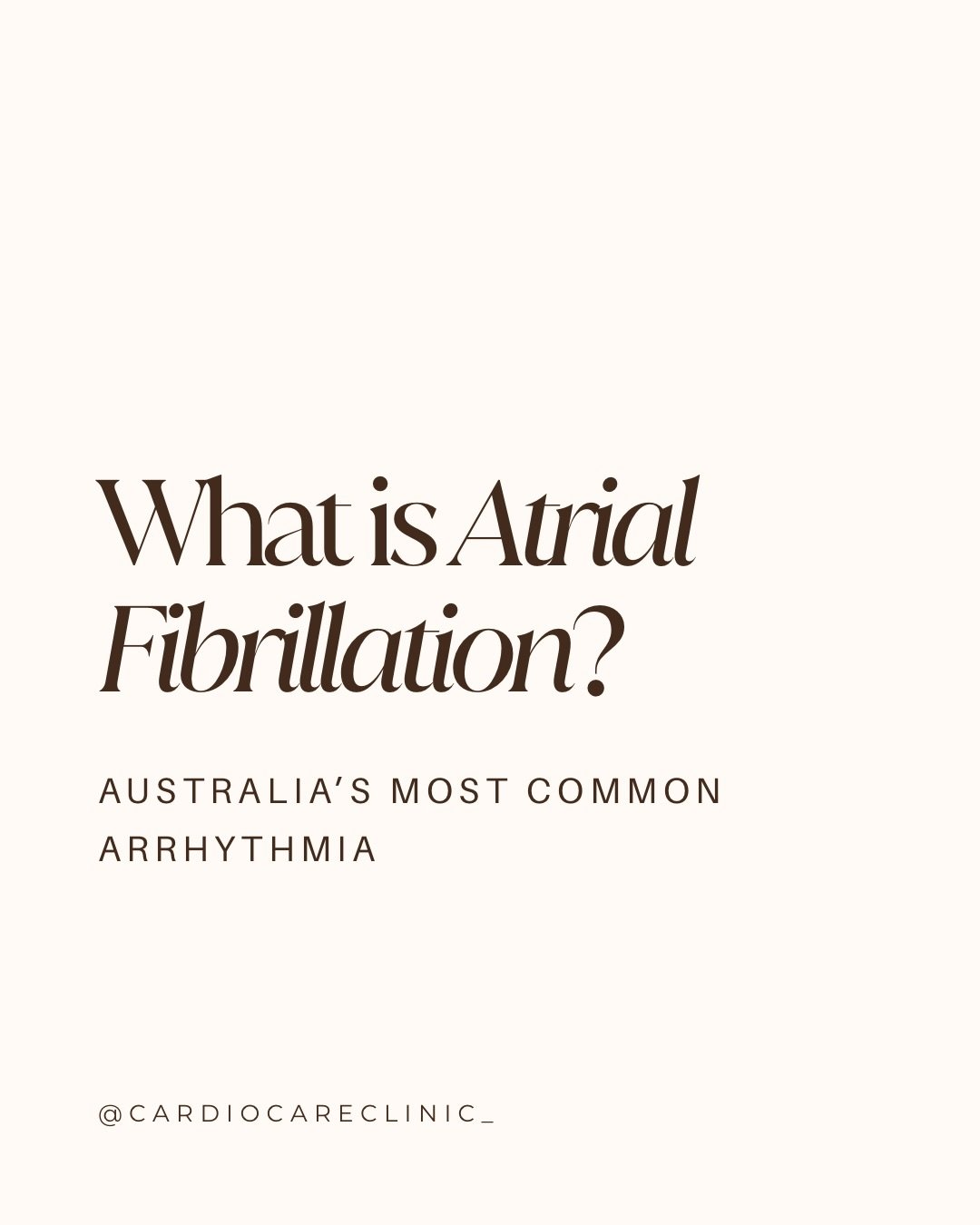 Atrial fibrillation (AF) is one of the most common heart rhythm conditions in Australia, affecting over 500,000 people.

AF happens when the electrical signals in your heart become irregular, causing the upper chambers to beat unevenly. This can make