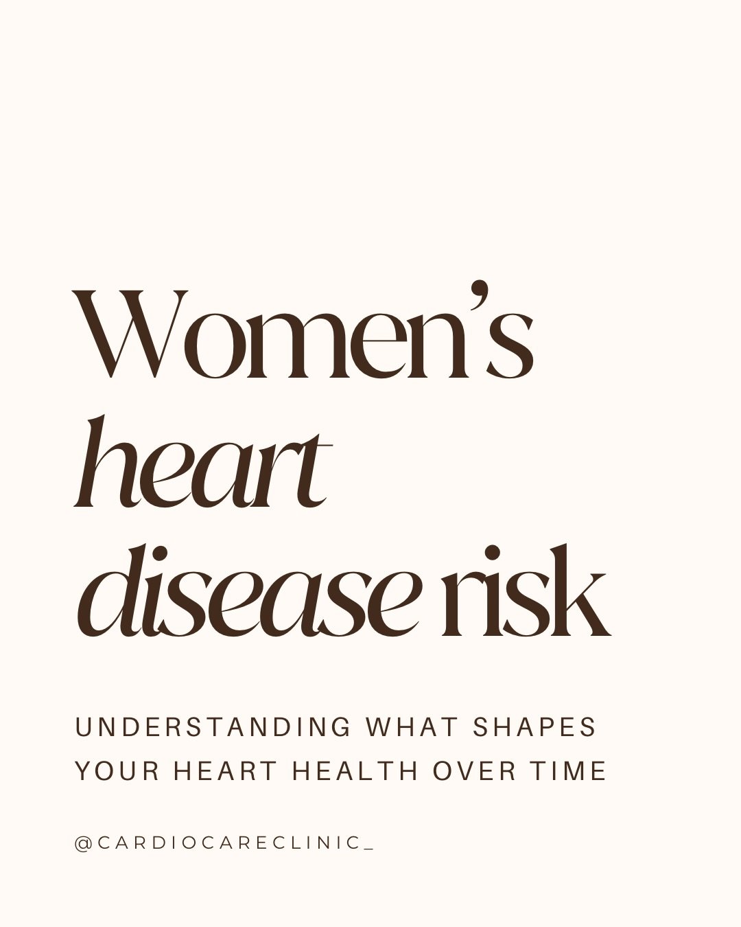 Heart disease usually develops gradually over time, influenced by a combination of factors.

Some of these include blood pressure, cholesterol levels, blood sugar, smoking history, physical activity, and family history.

For women, there are also add