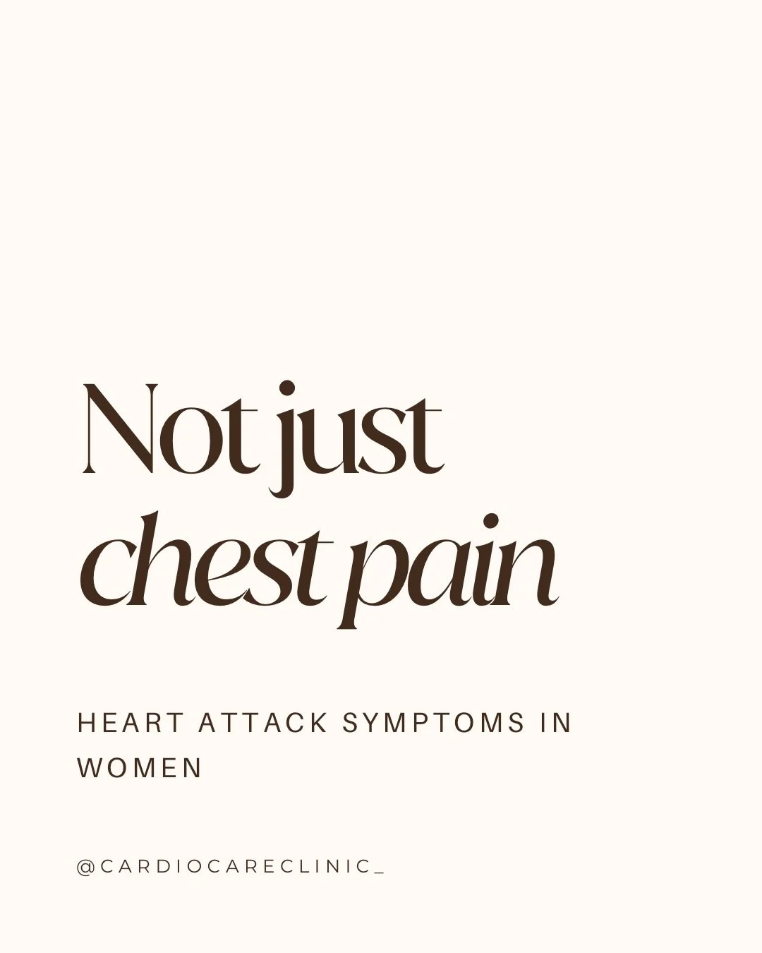 Most of us picture a heart attack the way it&rsquo;s shown on TV &mdash; sudden, crushing chest pain, usually in a man. That image has real consequences for women, because symptoms often look different.

Chest pain is still the most common symptom fo