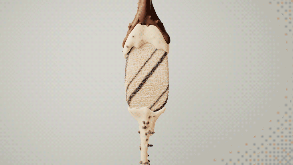 A melted ice cream cone with vanilla and chocolate swirls