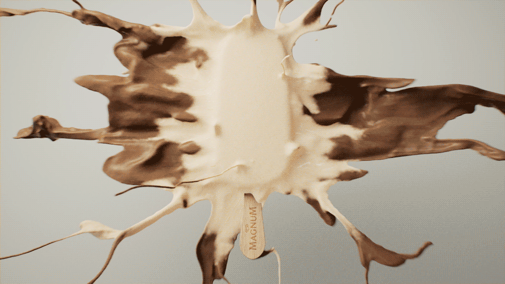 An explosion of a peeled garlic clove with garlic skin flying outward, in midair, against a neutral background.