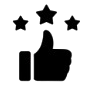 Une icône de pouce levé pour indiquer l'approbation ou le like.