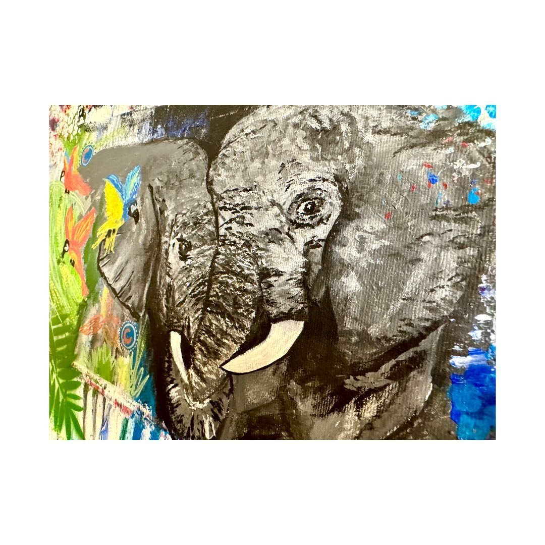 In Arbeit / Work in Progress &hellip; und es wird gro&szlig; und wild und farbenfroh! #lovetopaint #wildatheart #abstraktmalen #acrylicpaintig #acrylmalen #hobbykunst #elefantengehenimmer