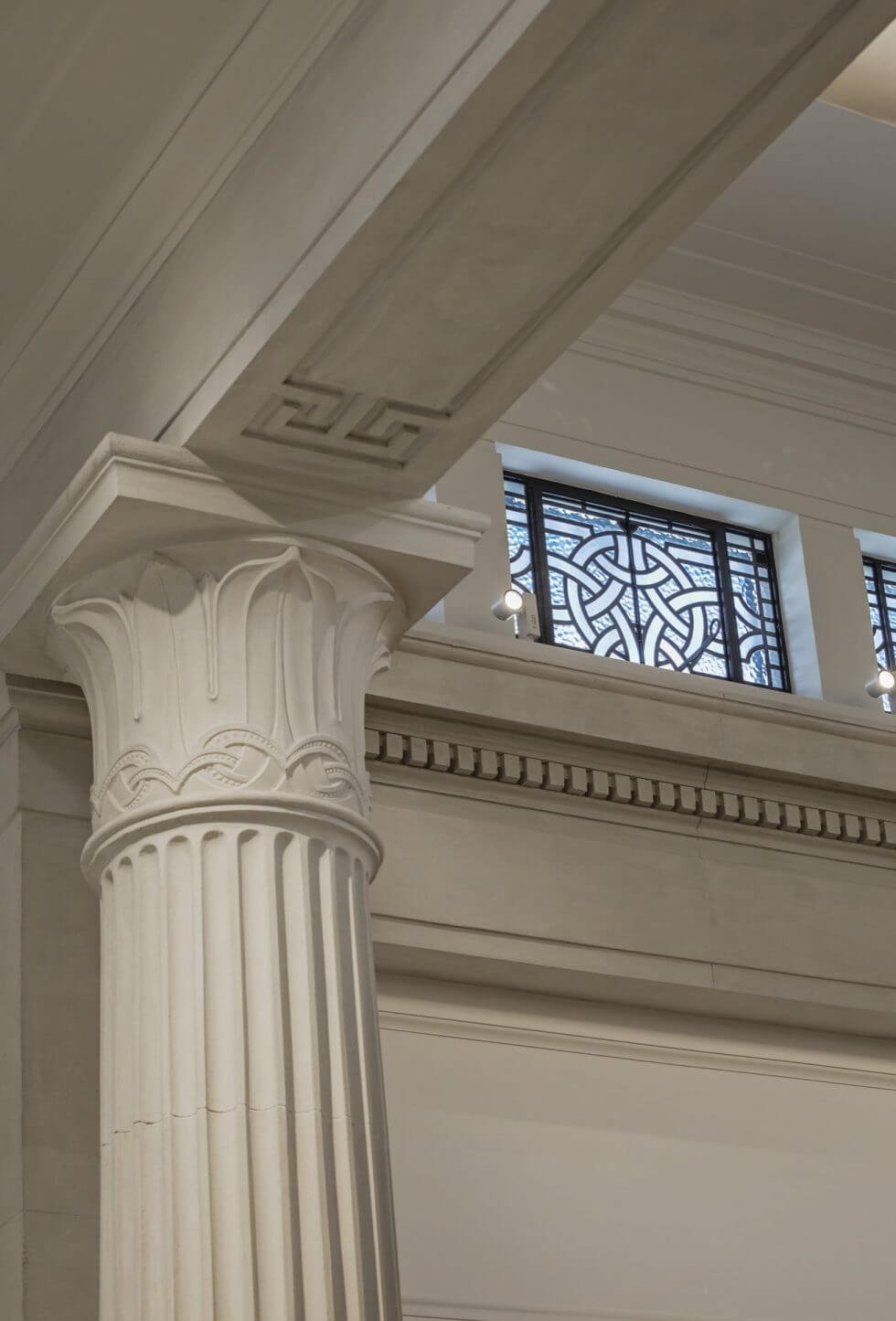 Andrew Plastering interior decorative column restoration at Auckland War Memorial Museum.