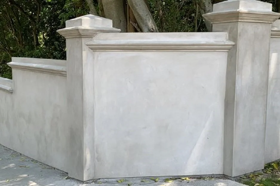 Andrew Plastering exterior plaster restoration on boundary wall at Government House Auckland.