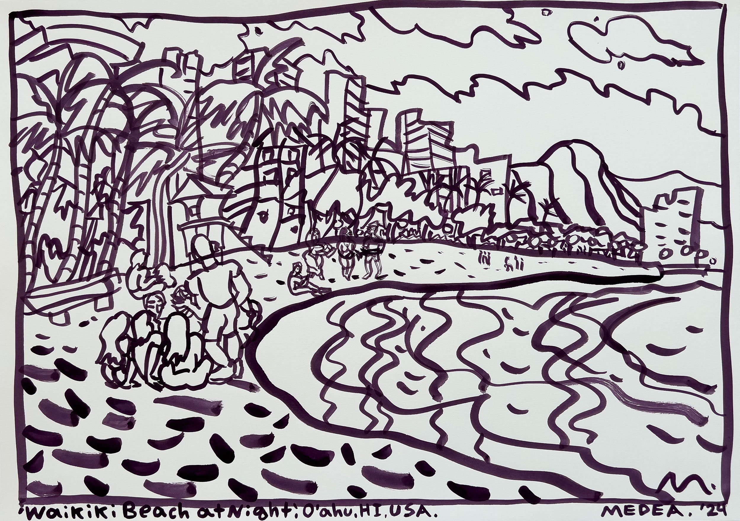 “Waikiki Beach at Night”, O’ahu, HI, USA, ’24.