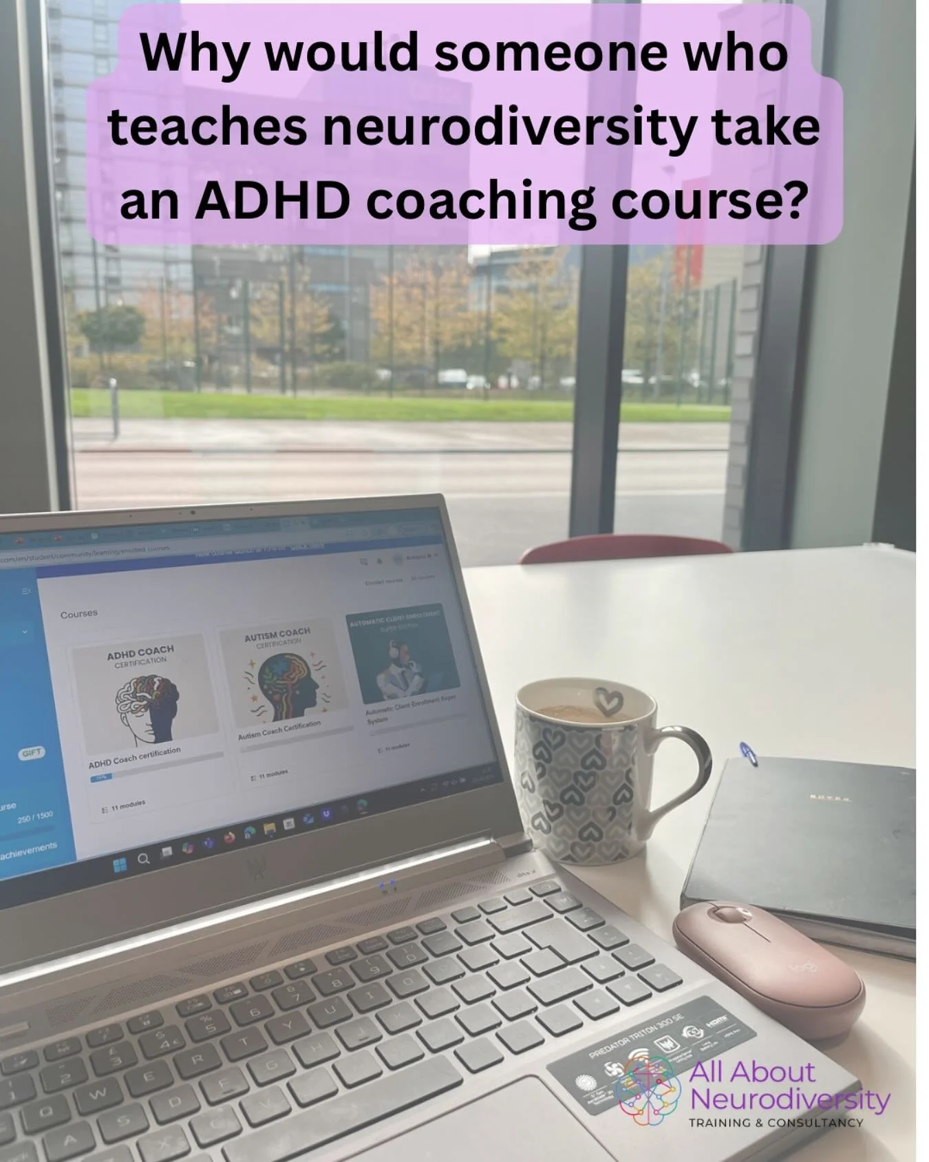 📔 Why would someone who teaches neurodiversity take an ADHD coaching course?
Well, the answer is very simple; to deepen my knowledge and strengthen my work through All About Neurodiversity.
Educating ourselves is how we break stigma and celebrate