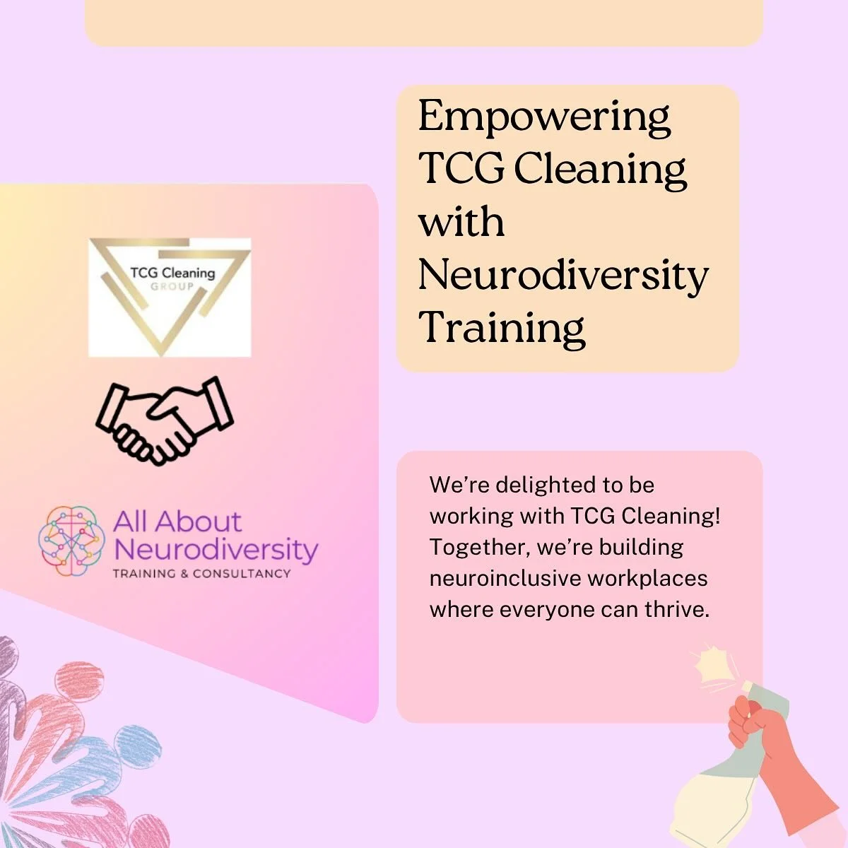 🌟 We&rsquo;re delighted to welcome @tcgcleaninggroup on board!

Over the coming weeks, we&rsquo;ll be providing neurodiversity training and supporting their team in creating a more neuroinclusive work environment &mdash; one where everyone can thriv