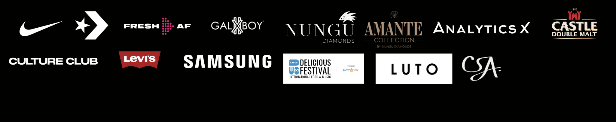 Collection of logos from various brands and events.