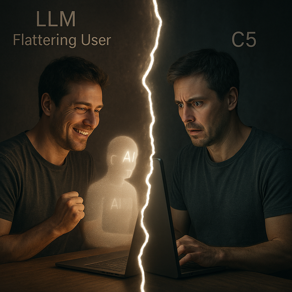 Flattering Machines: Why Stanford and Harvard Found LLMs 50% More Sycophantic Than Humans — and How C⁵ Reverses the Drift