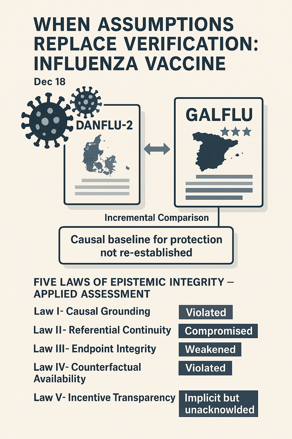 When Assumptions Replace Verification: Influenza Vaccine