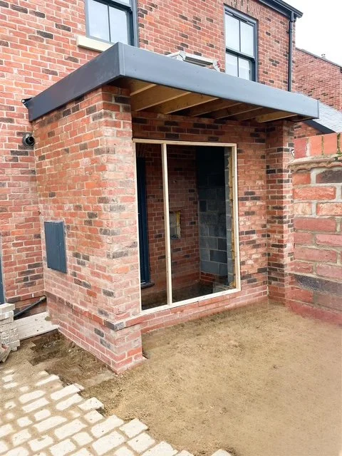 New large kitchen extension in Fulford North Yorkshire with vaulted ceiling, bifold doors and entrance lobby.