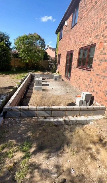 Foundations for a new extension built with matching bricks to the house in Henshall East Yorkshire.