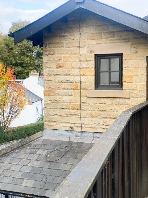 A two-storey cliff side extension to produce an extra bedroom and en-suite. Knaresborough, North Yorkshire.