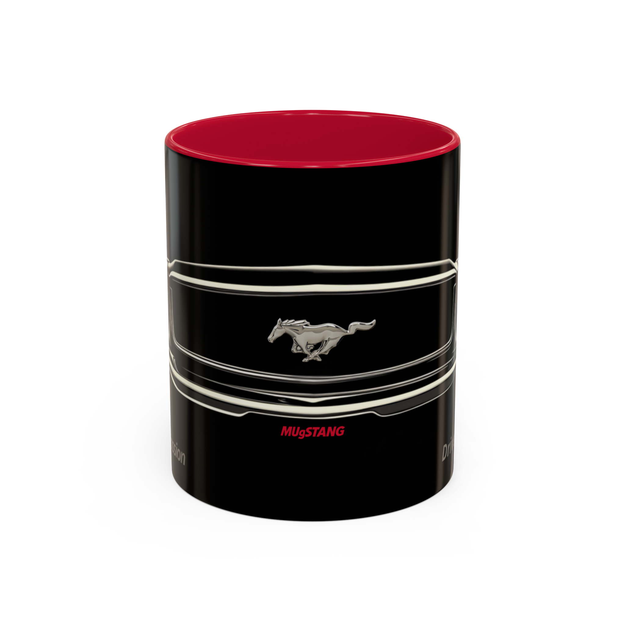 Display the legend with MUgSTANG Drive mug, Genesis 1967 Mustang emblem design, sleek collector’s item for fans.