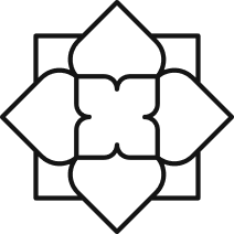 Design géométrique en noir et blanc inspiré de motifs islamiques.