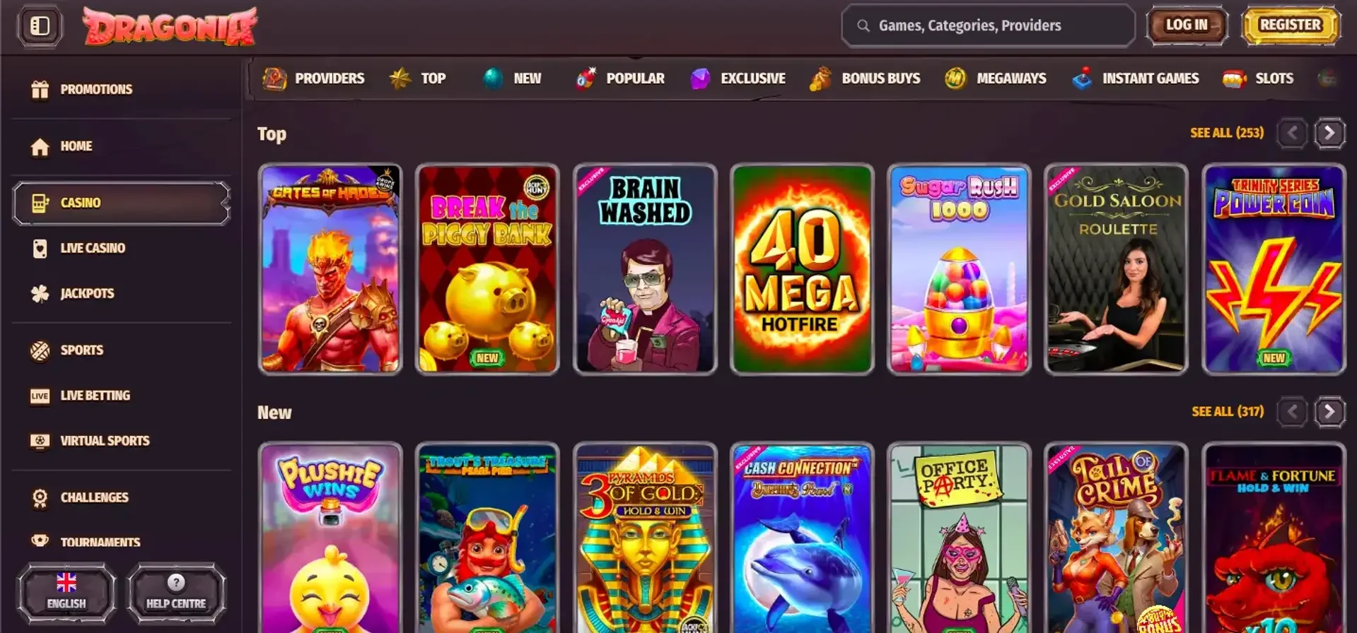 Dragonia Casino Homepage welcome bonus