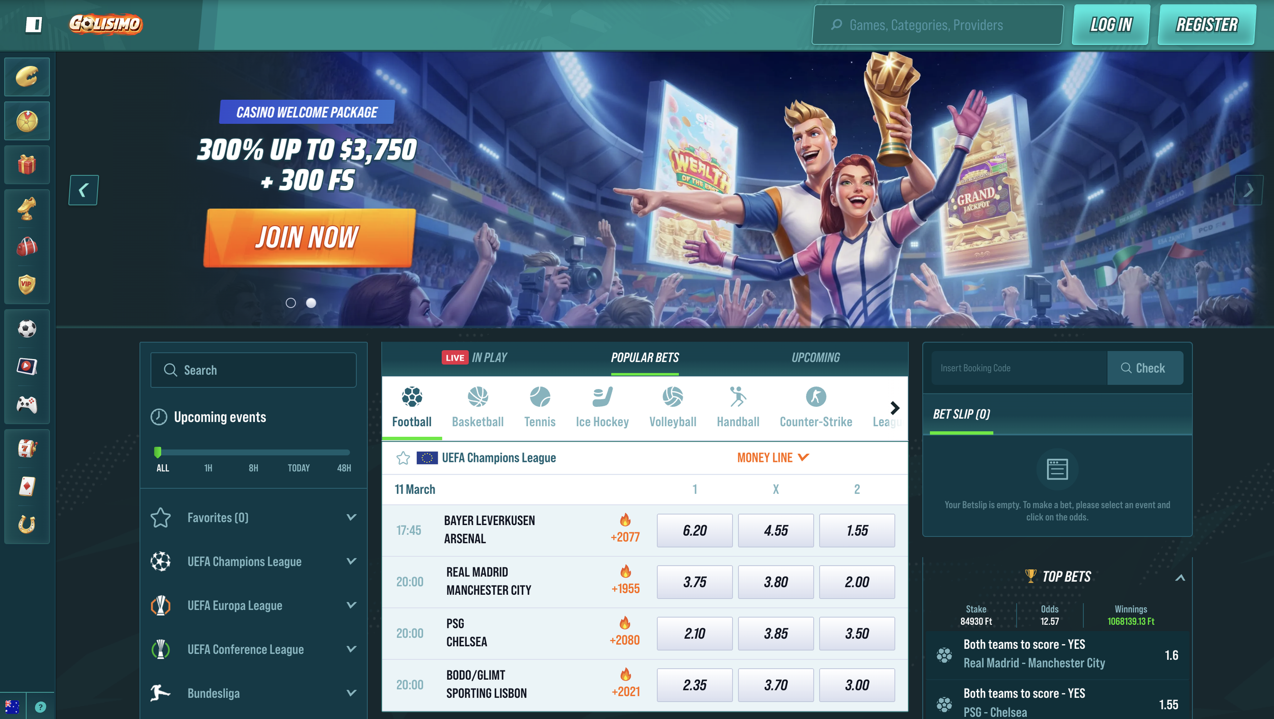 Golisimo Casino Homepage welcome bonus