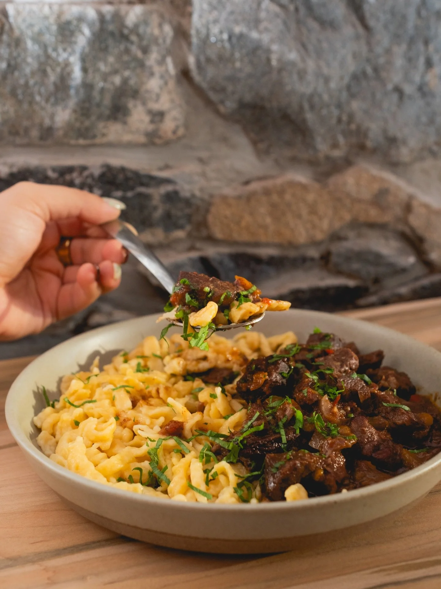 It tastes like a home cooked meal because it is 💛
From our family recipes, Beef Goulash &amp; Sp&auml;tzle
A classic, delicious comfort food with slow-simmered beef in a rich, paprika gravy, served with tender egg noodles is one of our family's favo