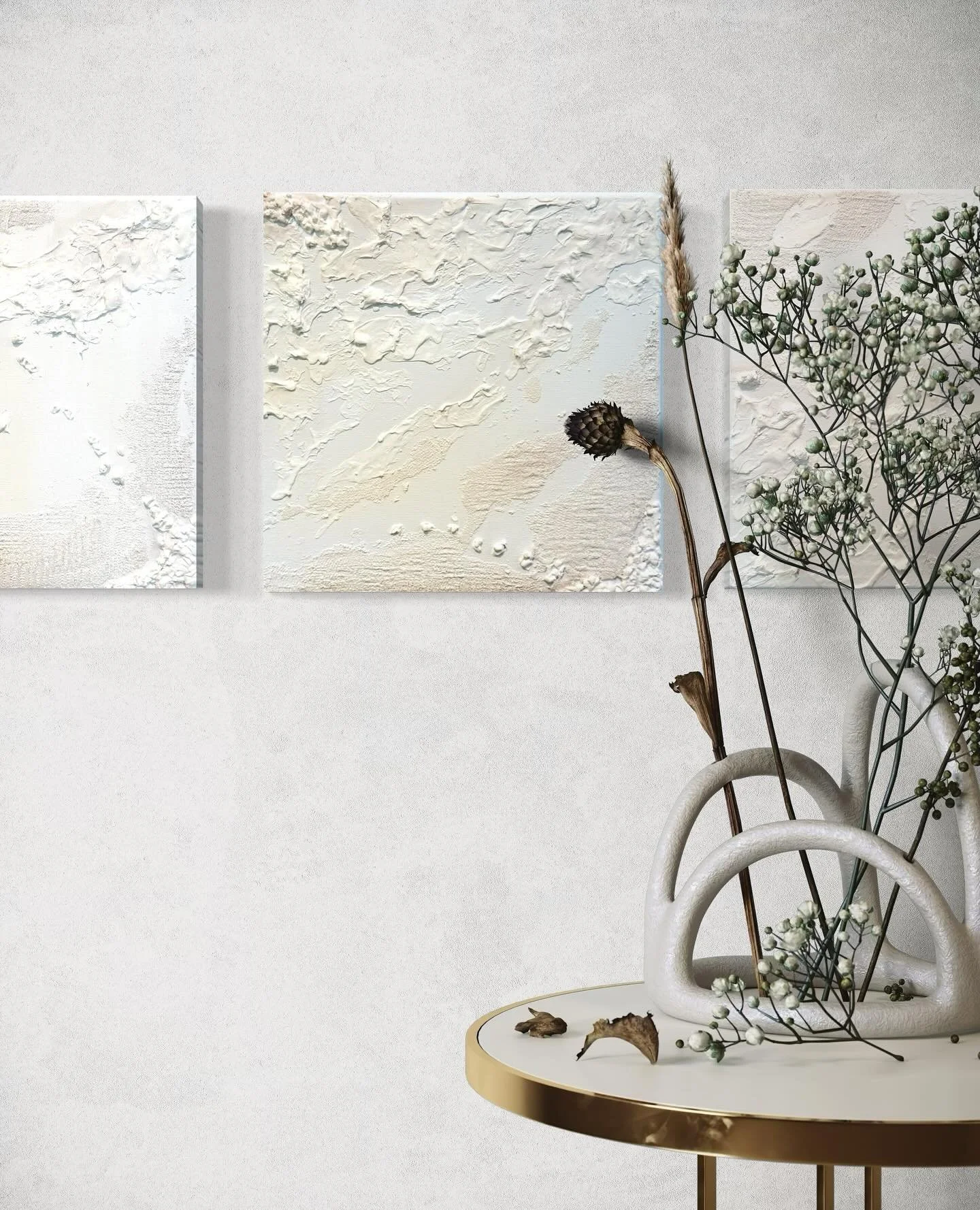 TIDELINES triptych &mdash;
Mixed media acrylic on canvas. #minimalart  #mixedmedia #zenart