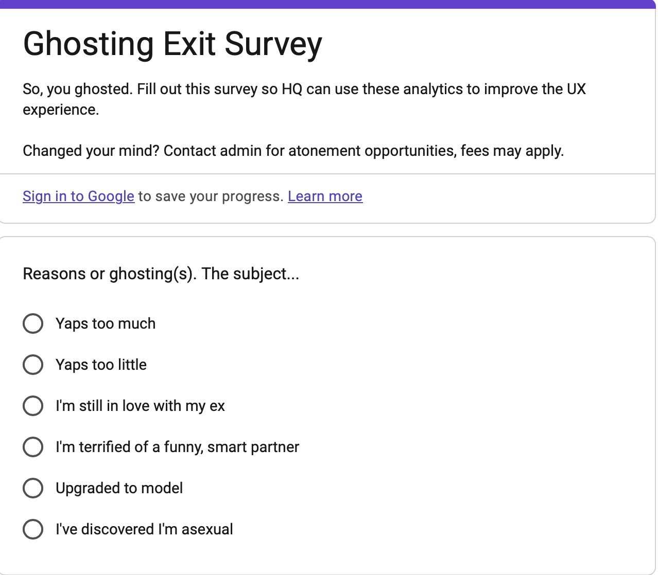 Ghosting Exit Survey 