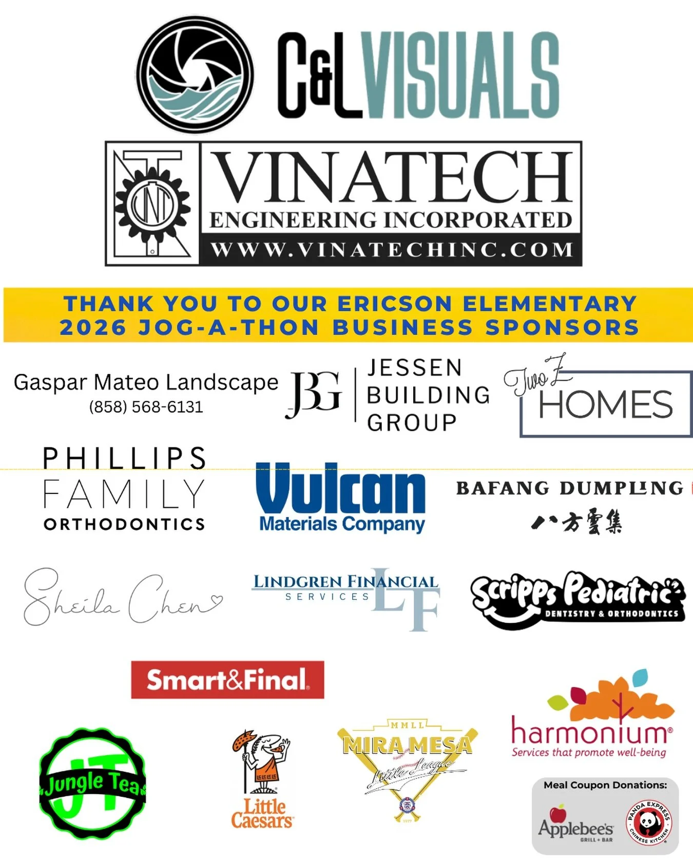 ✨ We want to thank our 2026 Business and Community Sponsors - THANK YOU for being part of this year&rsquo;s Jog-A-Thon and helping our students achieve their goal!! 👟 ✨

Viking families, please help us in showing support to our sponsors. Next time y