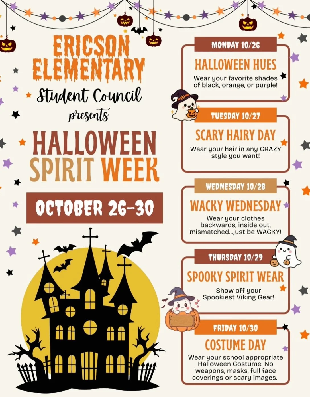 It&rsquo;s Spirit 👻 Week at Ericson this week! Get into the spirit of things and have fun dressing up.