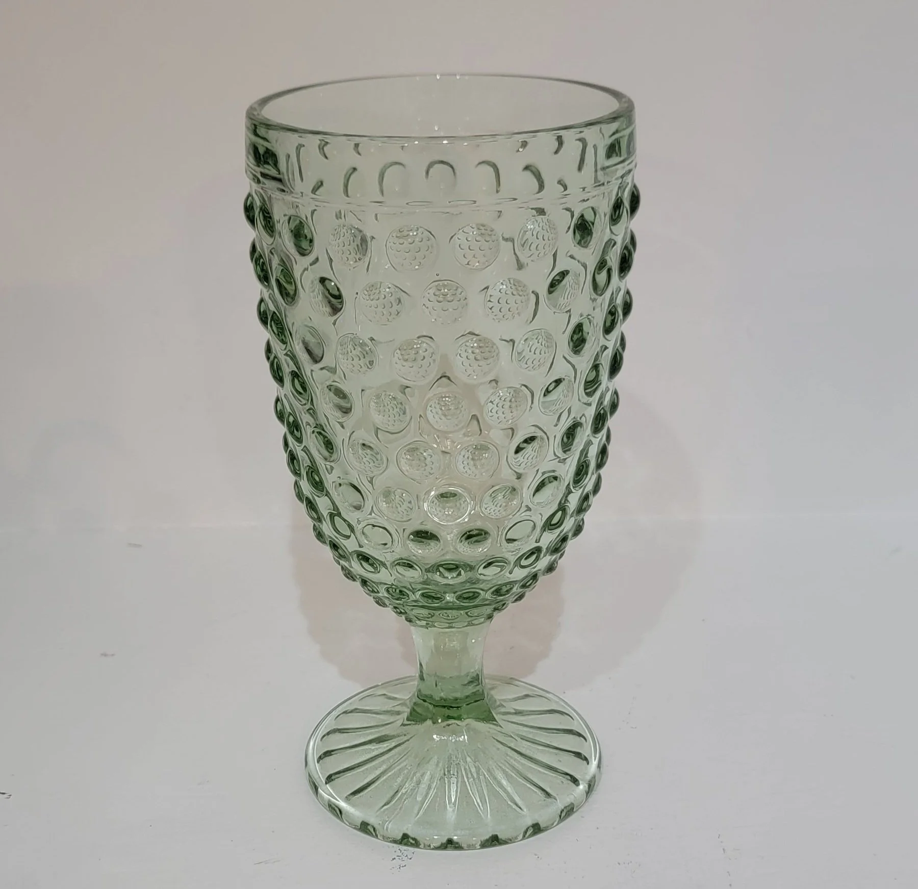 Martha Stewart Green Hobnail Glass Goblet • Quantity in Stock: 14