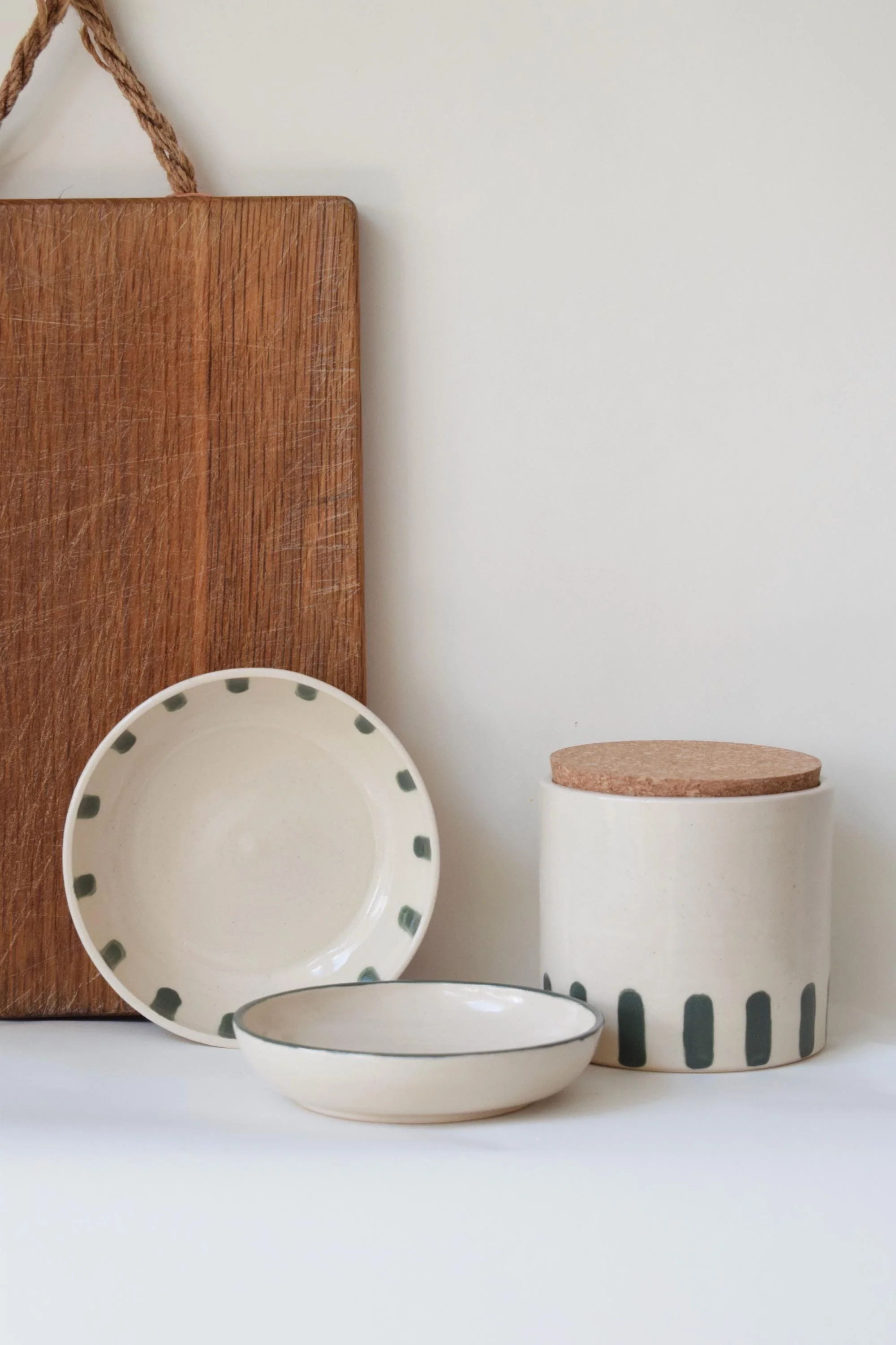 Green Strokes Cork Lid Jar