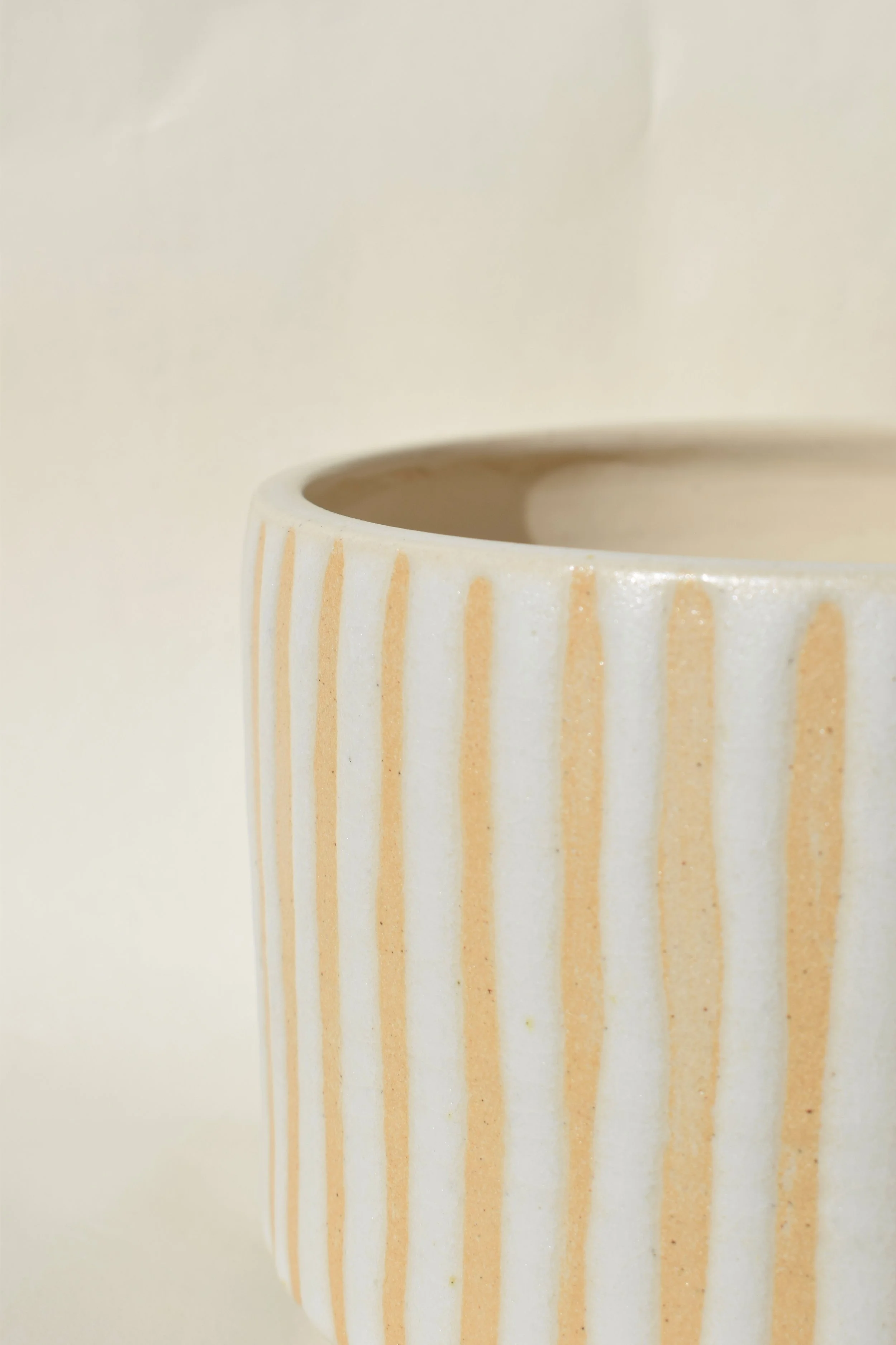 J Lucas Pottery_cotton stripe large plant pot_closeup.jpeg