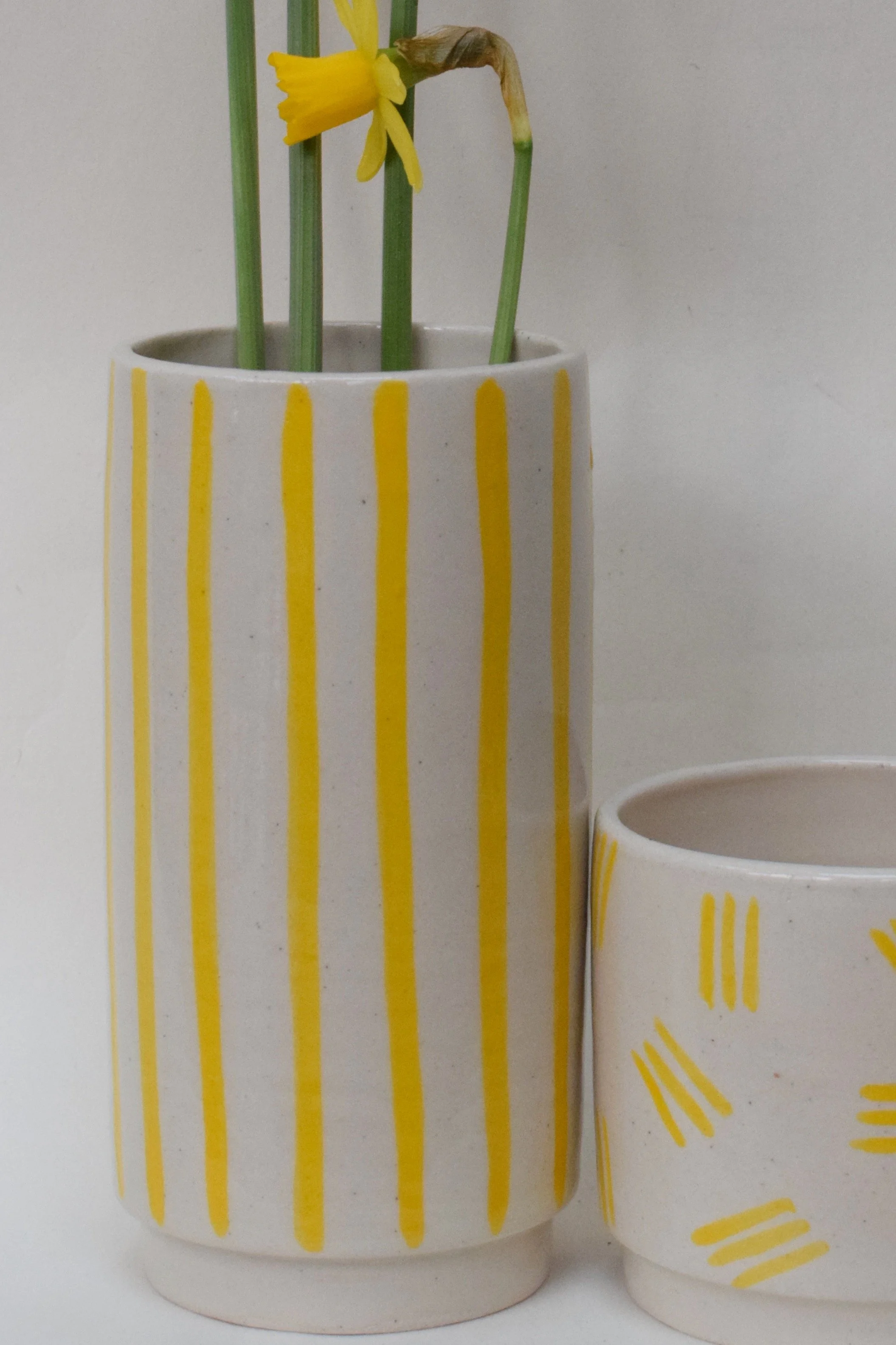 J Lucas POttery_yellow wide stripe vase_closeup.jpeg