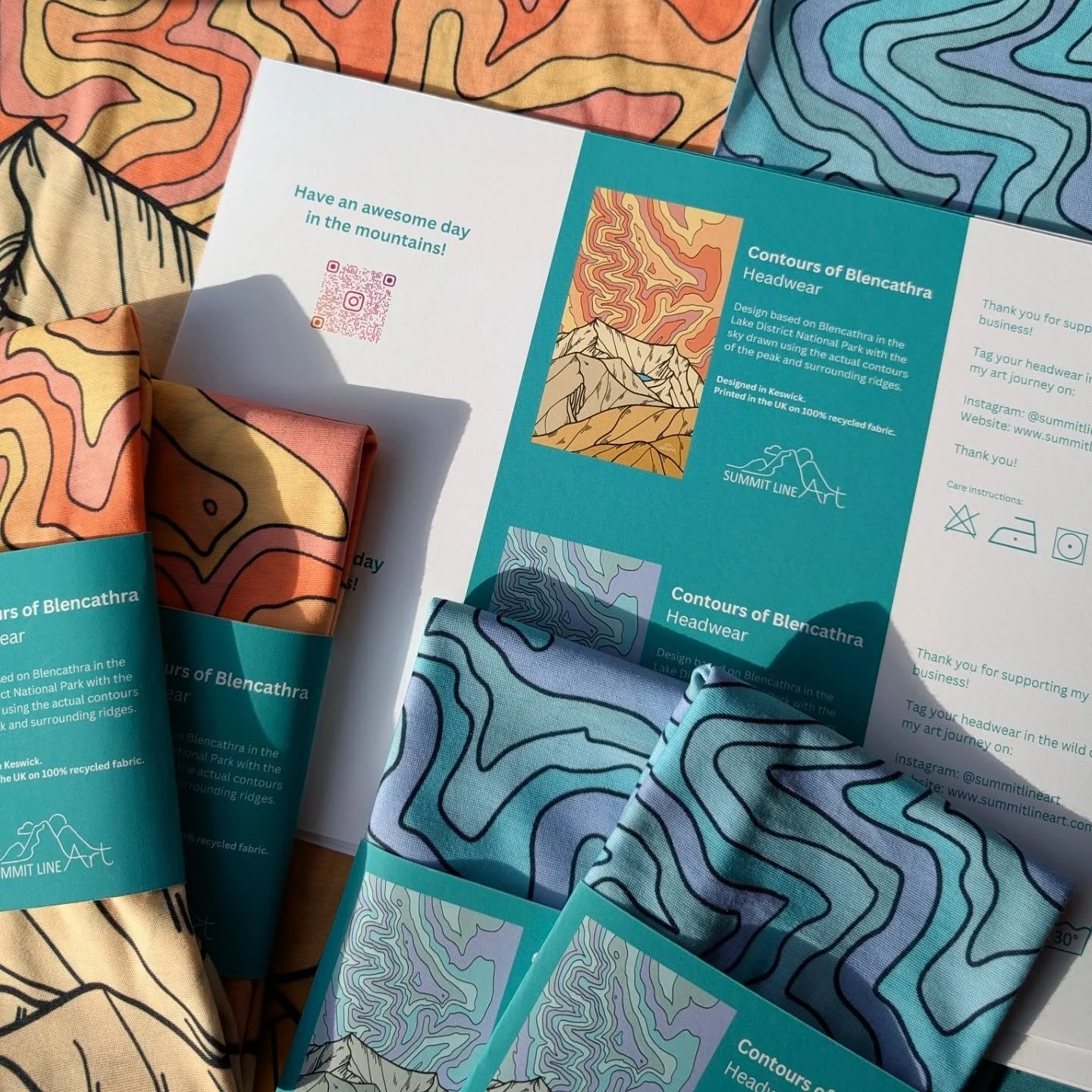 'Contours or Blencathra' Buffs/Headwears have landed!

Design based on Blencathra in the Lake District with the sky drawn as the actual contours of the peak and surrounding ridgelines.

Designed in Keswick. Printed on 100% Recycled Fabric in Yorkshir