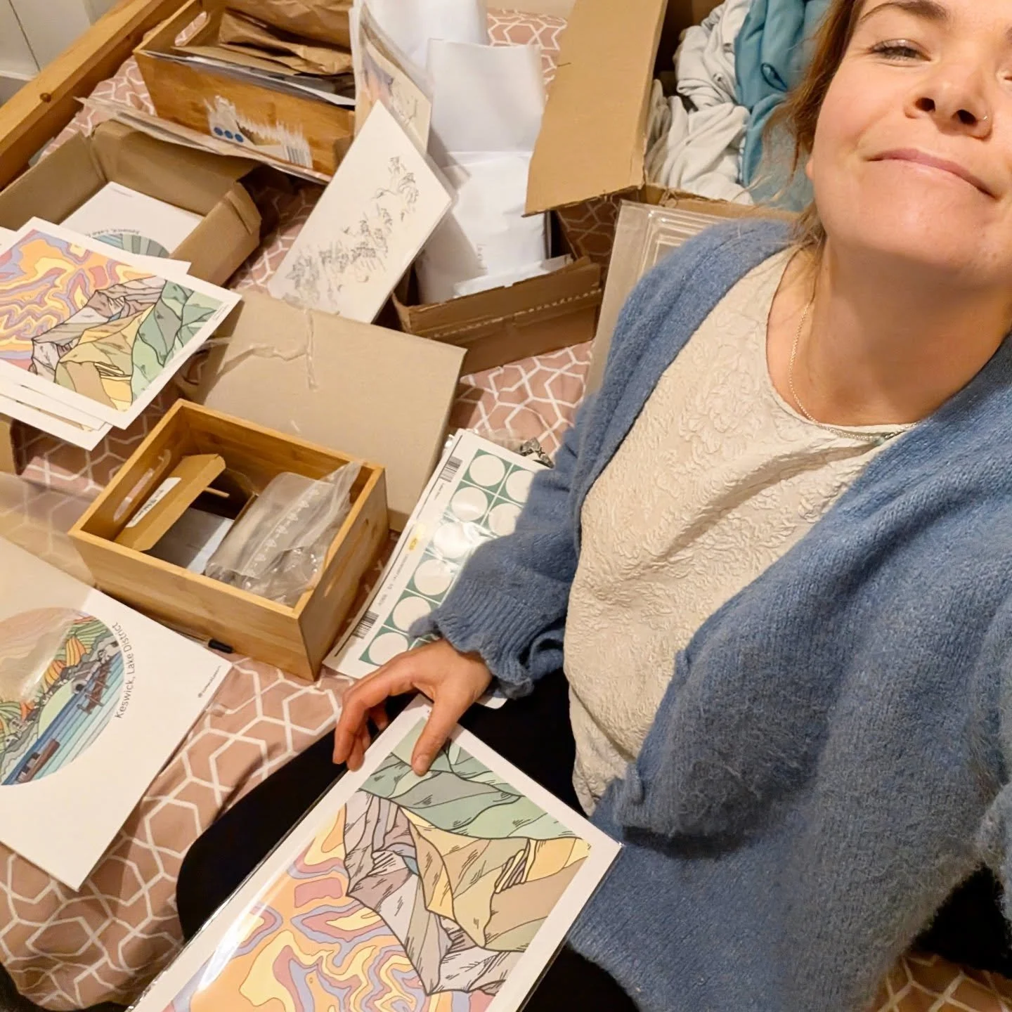 From a very messy spare room, thank you to everyone who is gifting something from Summit Line Art for Christmas!

By running a small creative business, shopping small and supporting local hits very different this year. Literally every order gives me 