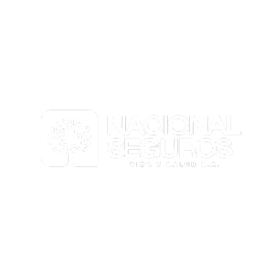 Logo de Seguros Nacional, con un árbol y la palabra 'Nacional Seguros' en letras blancas sobre fondo negro.