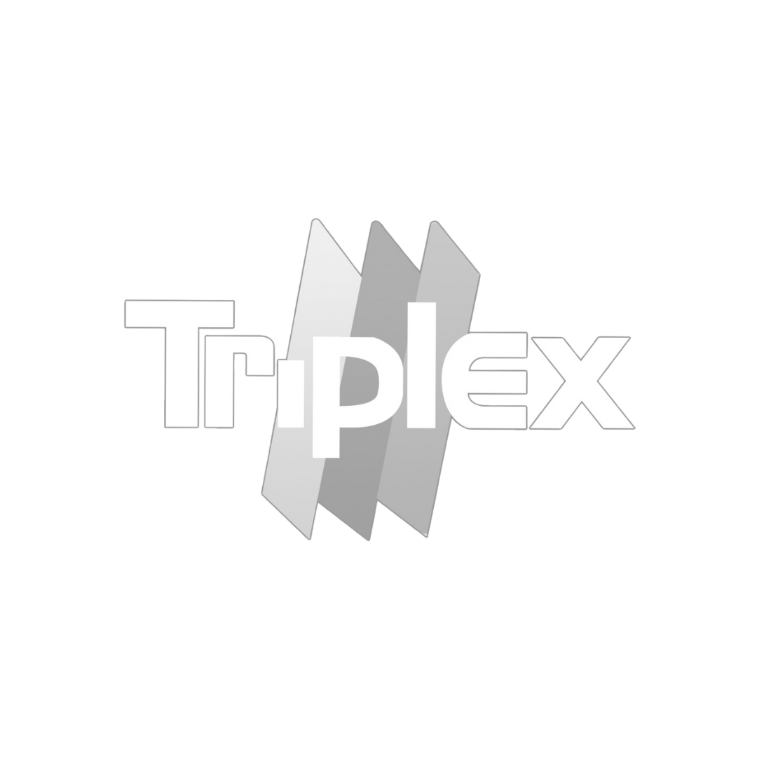 Logotipo de la marca Trix en colores gris y blanco con letras grandes y diseño tridimensional