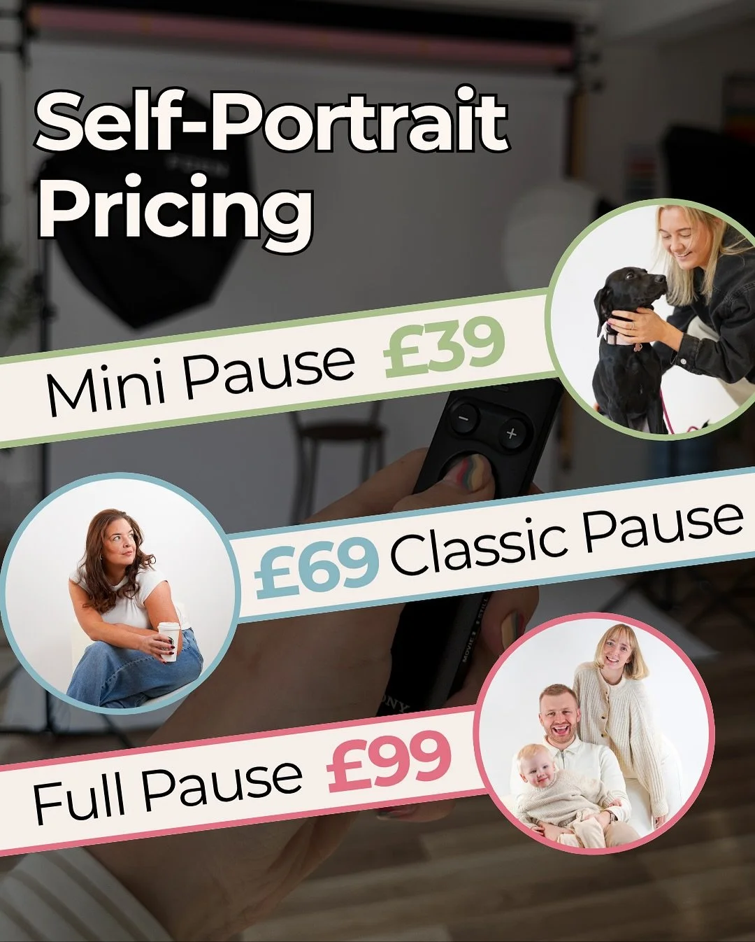 So how much does self-portrait photography cost?✨

We created Pause to bring something unique, fun and affordable to Macclesfield 🎉

We wanted to make our sessions to be flexible and affordable and ensure there&rsquo;s no hidden costs 🌟

You can ch