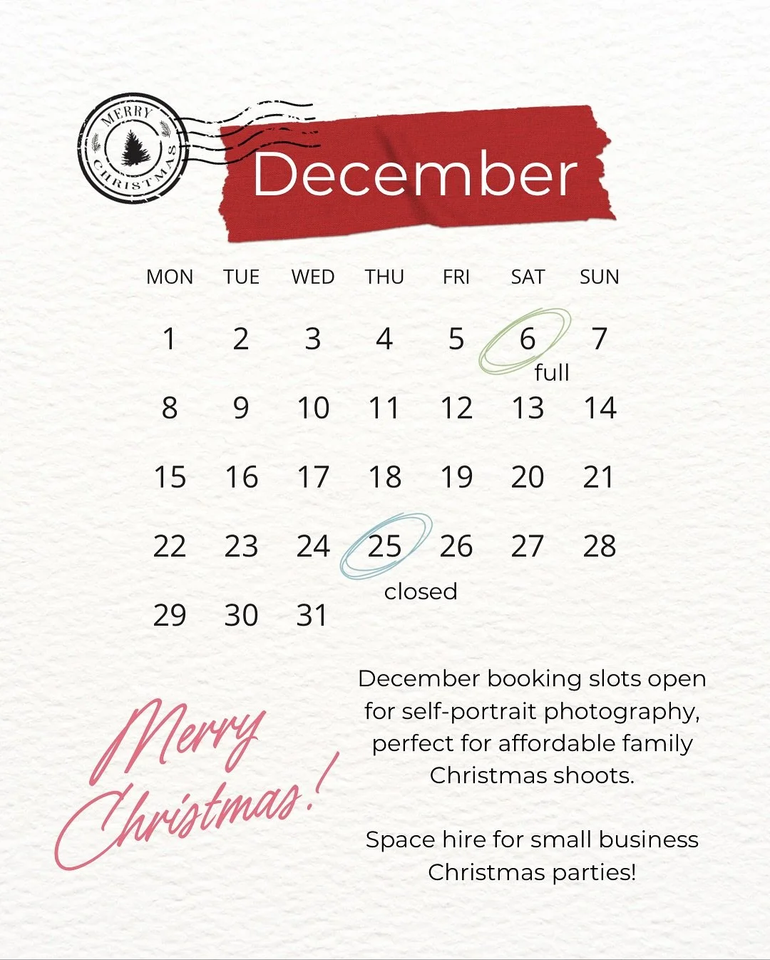 Get Christmas ready at Pause 🎄December slots are open!

📸 Family photoshoots perfect for Christmas Cards and presents - get all your digital files sent the same day so you can get gifts ordered straight away ❤️

🎉 Space Hire - book our space for y