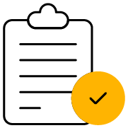 Checklist with three completed items marked with yellow checkmarks.