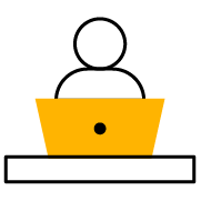 Black and yellow pet food bowl with a small hole in the center
