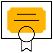 Icon of a badge with a star inside and a ribbon at the bottom.