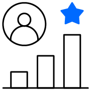 Drawing of a stick figure with a blue star on its head, holding a small gift box.