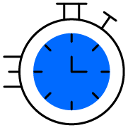 Icon of a stopwatch with motion lines indicating speed.