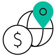 Icon of the Earth with abstract lines and circles surrounding it